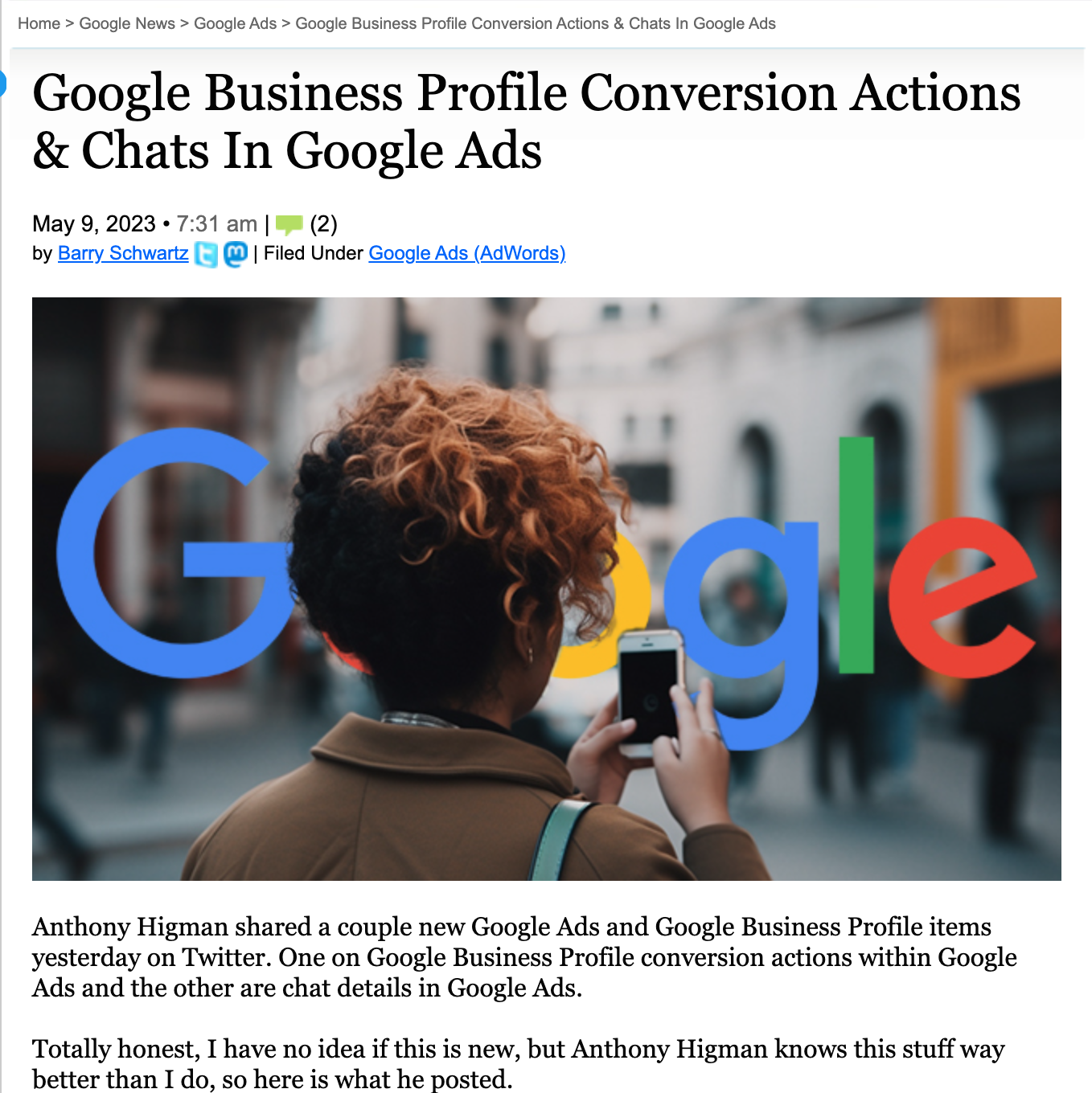 Google Business Profile Conversion Actions And Chats In Google Ads featured image