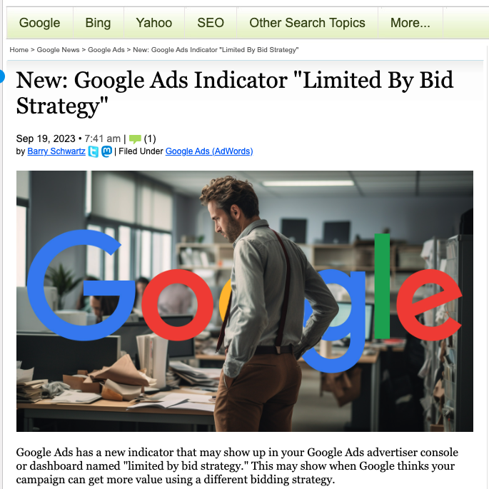 New: Google Ads Indicator Limited By Bid Strategy screenshot